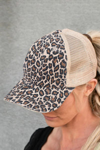 Leopard High Ponytail Hat