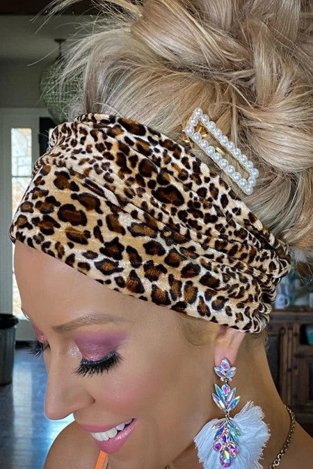 Boho Velvet Leopard Headband