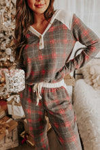 Load image into Gallery viewer, 2 Piece Brushed Plaid Long   Loungewear Set
